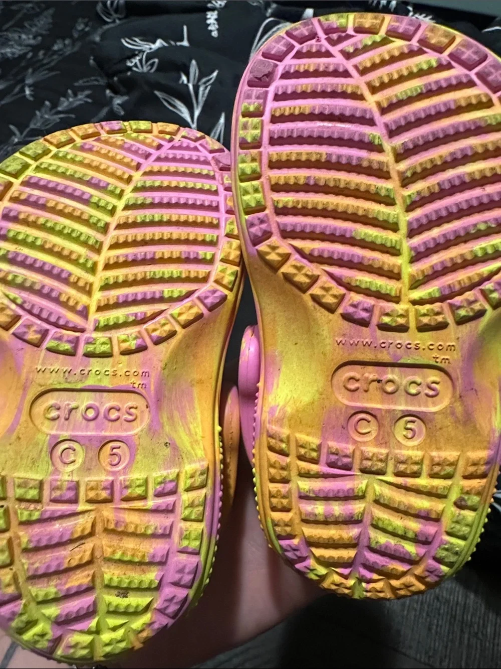 CROCS Kids Tie-Dye Pink & Yellow Clog Sandals